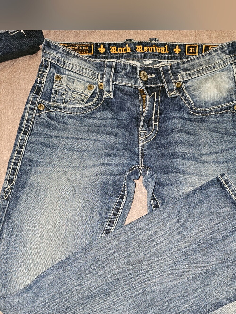 Rock Revival Men’s Light Blue Faded Slim Jeans